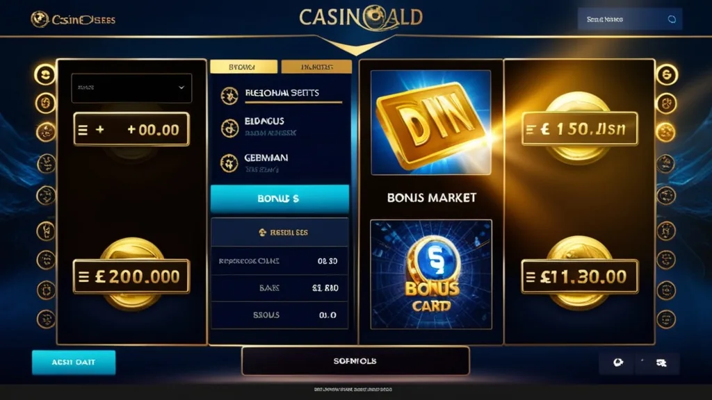 Casino-Ansicht mit Bonusdaten und Hinweis auf regionale Verfügbarkeit