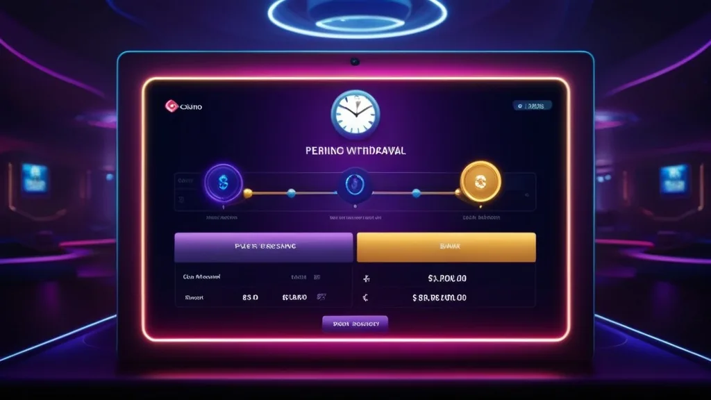 Dunkler Casino-Bildschirm mit ausstehender Auszahlung und Prüfstatus